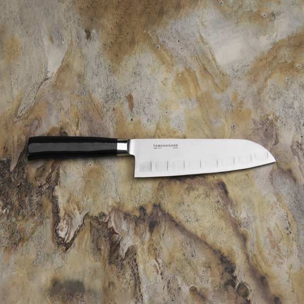 Tamahagane San Black VG-5 Nóż Santoku żłobiony 17,5 cm