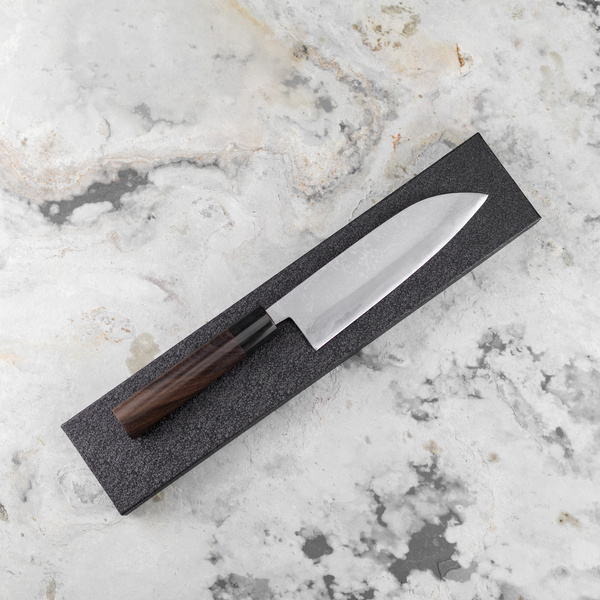 Kajiwara Tsutomu Aogami#2/Iron Damascus Nóż Santoku 16,5 cm