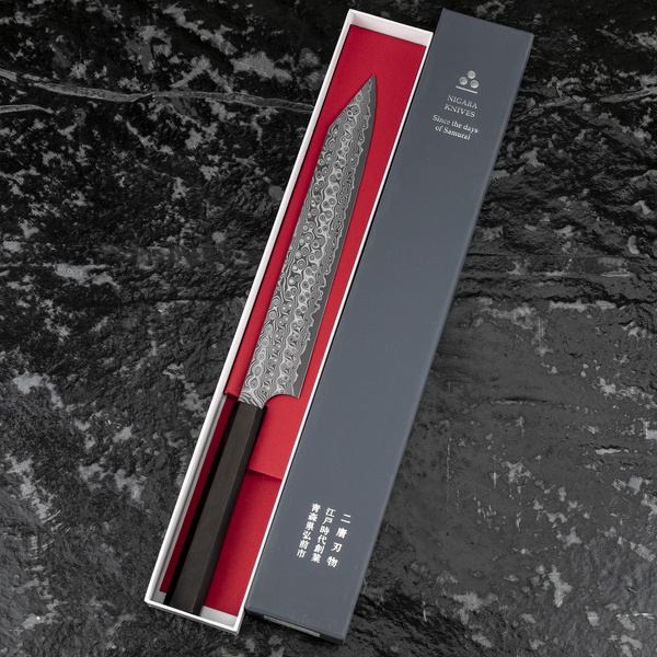 Nigara Hamono Anmon SG2 Damascus Nóż Sujihiki 24 cm