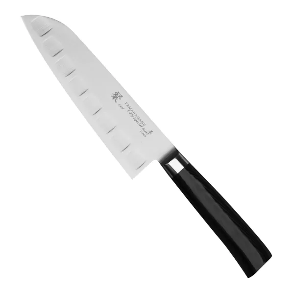 Tamahagane San Black VG-5 Nóż Santoku żłobiony 17,5 cm