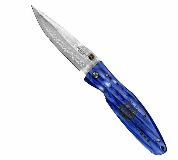 Nóż składany Mcusta Sengoku Blue Pakka Damascus VG-10 9 cm