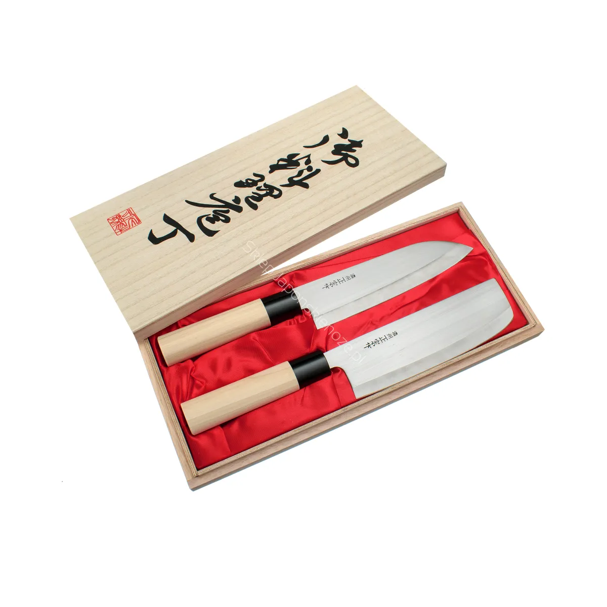 Satake Megumi Zestaw w Drewnianym Pudełku Nóż Santoku + Nakiri