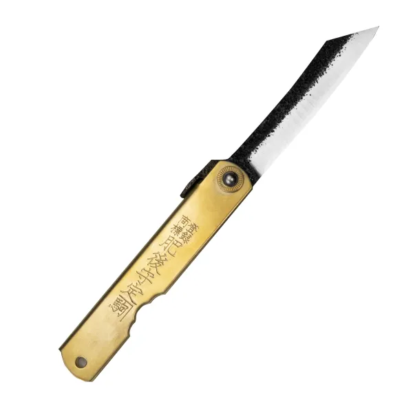 Nóż kieszonkowy Higonokami Kanekoma Hammered Mosiądz Aogami#2 8 cm