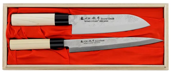 Satake Nashiji N Zestaw 2 Noży Kuchennych w Drewnianym Pudełku