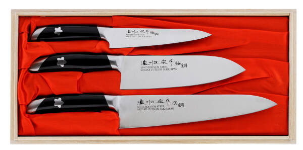 Satake Sakura Zestaw 3 noży kuchennych w Drewnianym Pudełku