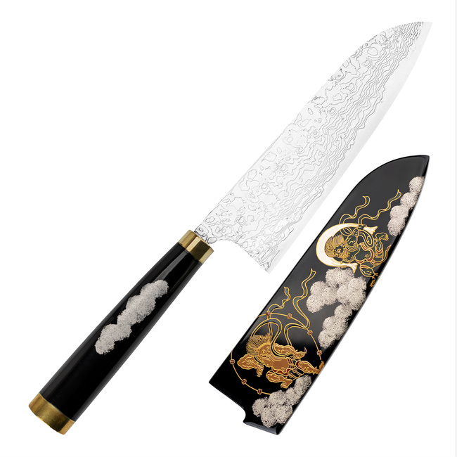 Takeshi Saji Art Fujin Raijin R-2 Nóż Santoku 18 cm + Saya