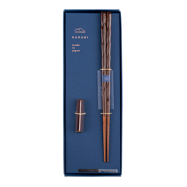 Japońskie Pałeczki do sushi Kawai Gift Set - Kurabi Brown