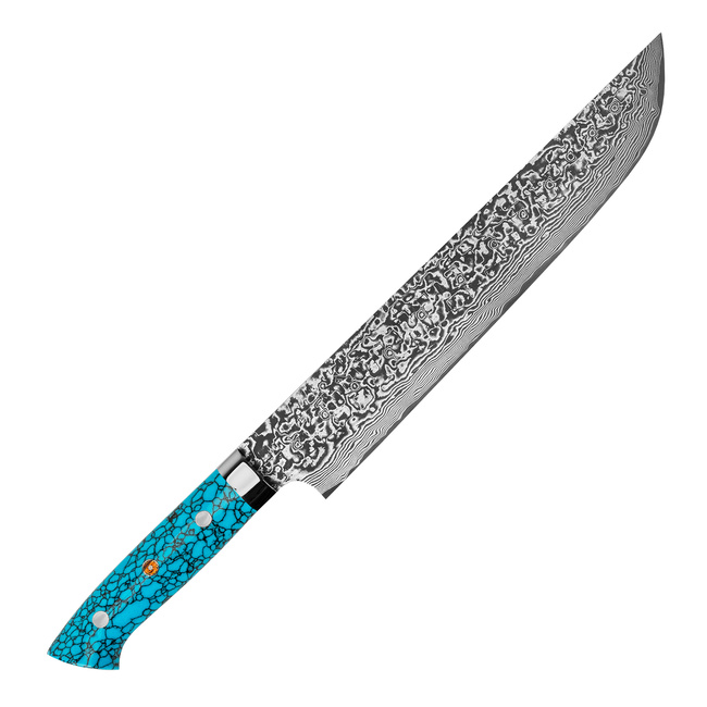 Takeshi Saji BTQ Black R-2 Damascus Nóż Sakimaru 25 cm
